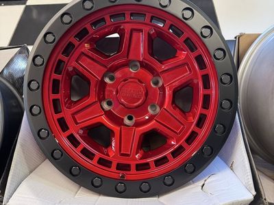 Brand new set of 4 wheels Black Rhino 17x9.0 Candy Red/Black lip lug pattern 6x139.7