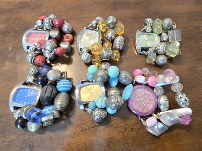 Set of 6 Beaded Stretch Bracelet Women's Watches