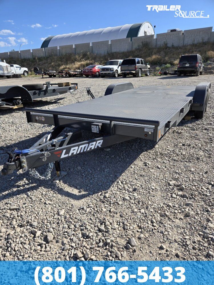 7x20 Lamar CE Flatbed Car Hauler Trailer - 7K GVWR Full Steel Floor
