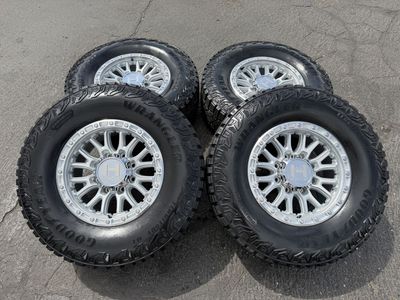 New Silver Hostile H135 Ridgecrest LT305/70r18 Goodyears Territory MT Chevy Silverado 2500 3500 Duramax GMC 2011+