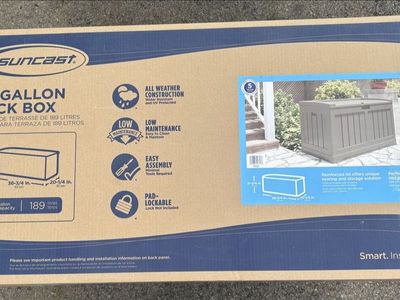 NEW Suncast 50 Gal. Stoney Weather Resistant Plastic Resin Deck Box with Seat