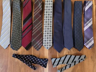 Designer Men’s Silk Tie & Bow Tie Lot – Burberry, Etro, Hugo Boss