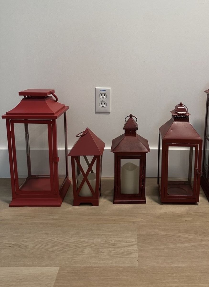 Red Metal Decorative Candle Lanterns