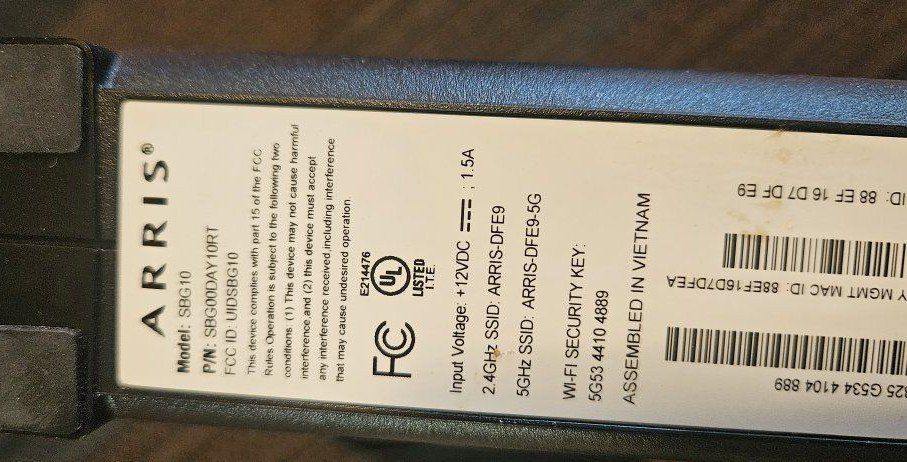Arris SBG 10 cable modem