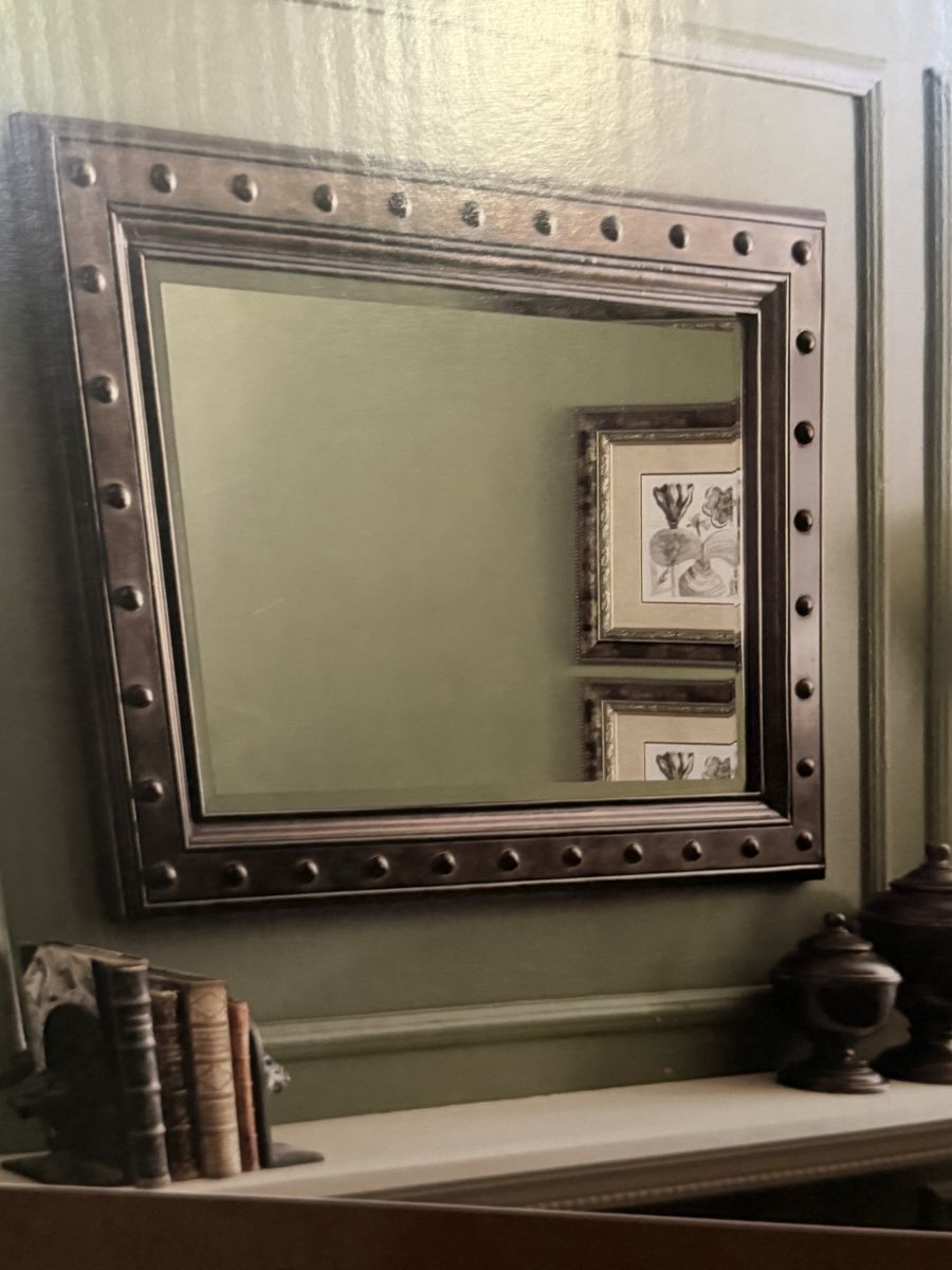 Decorative Wall Mirror with Rivet Frame Details