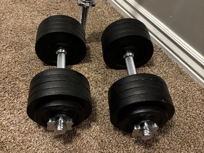 Adjustable Dumbbells with Bicep Bar