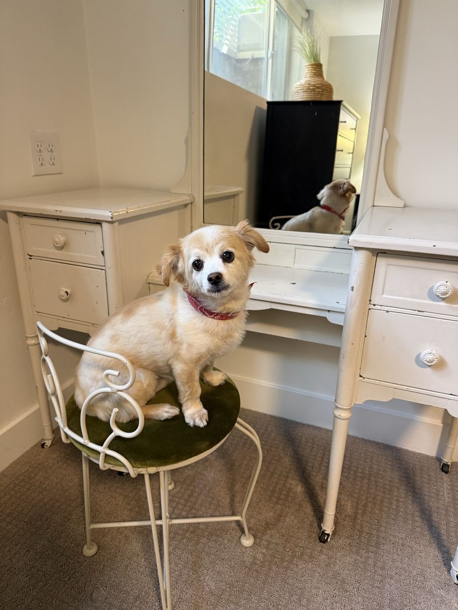 Vintage Vanity with Mirror & Matching Chair