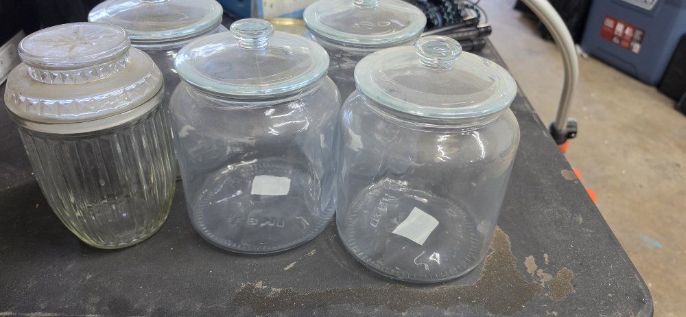 IKEA KORKEN Clear Glass Jars with Lids - Set of 5, Various Sizes, Kitchen Food Storage