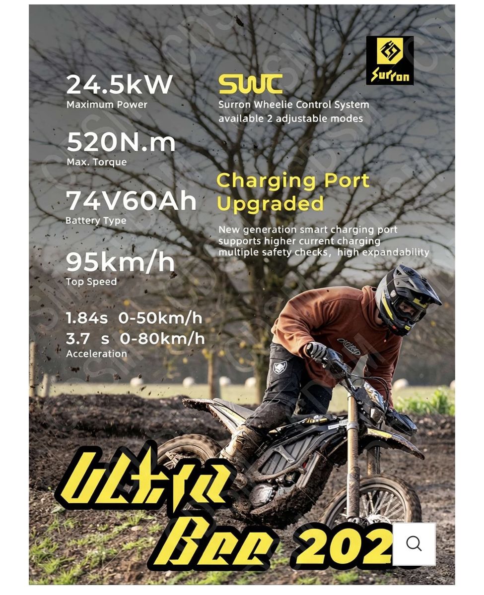 2026 Surron Ultra Bee Electric Dirt Bike 74V 60Ah 24.5kW