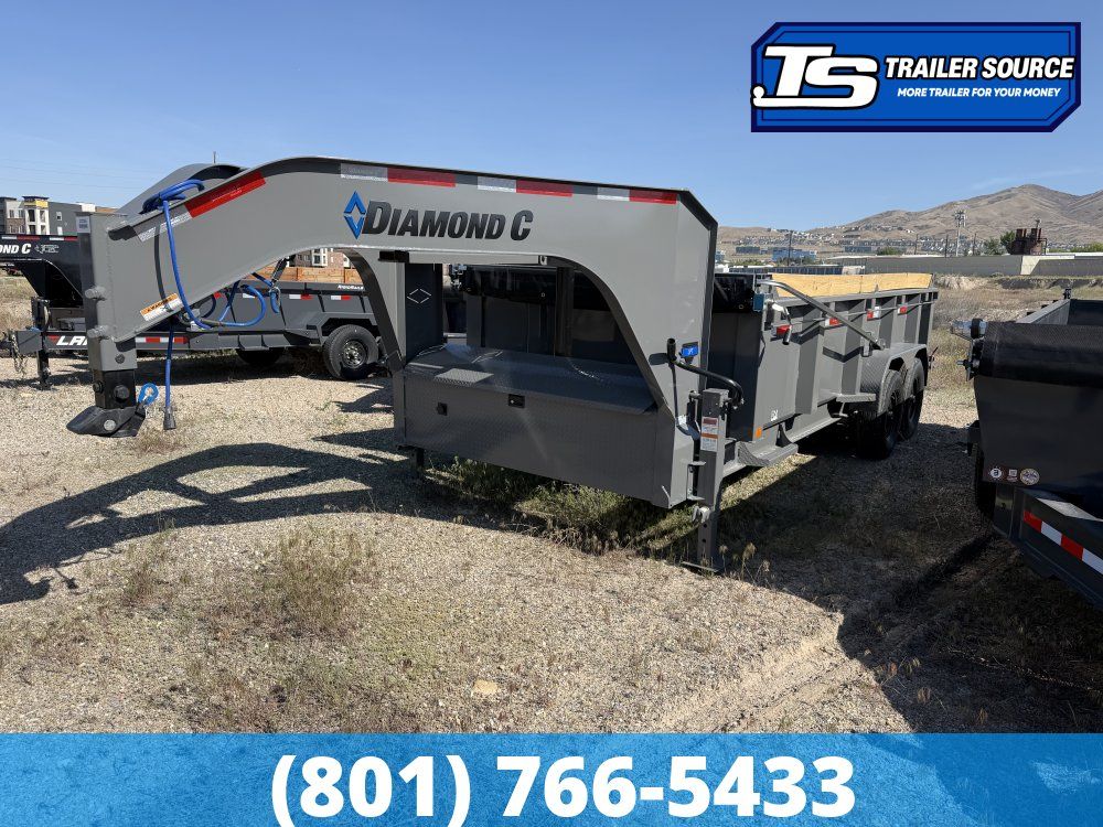 7x16 Diamond C LPT-GN 207 Gooseneck Dump Trailer - 32" Sides - 15.5K GVWR - 14 Ply Tires, Board Brackets
