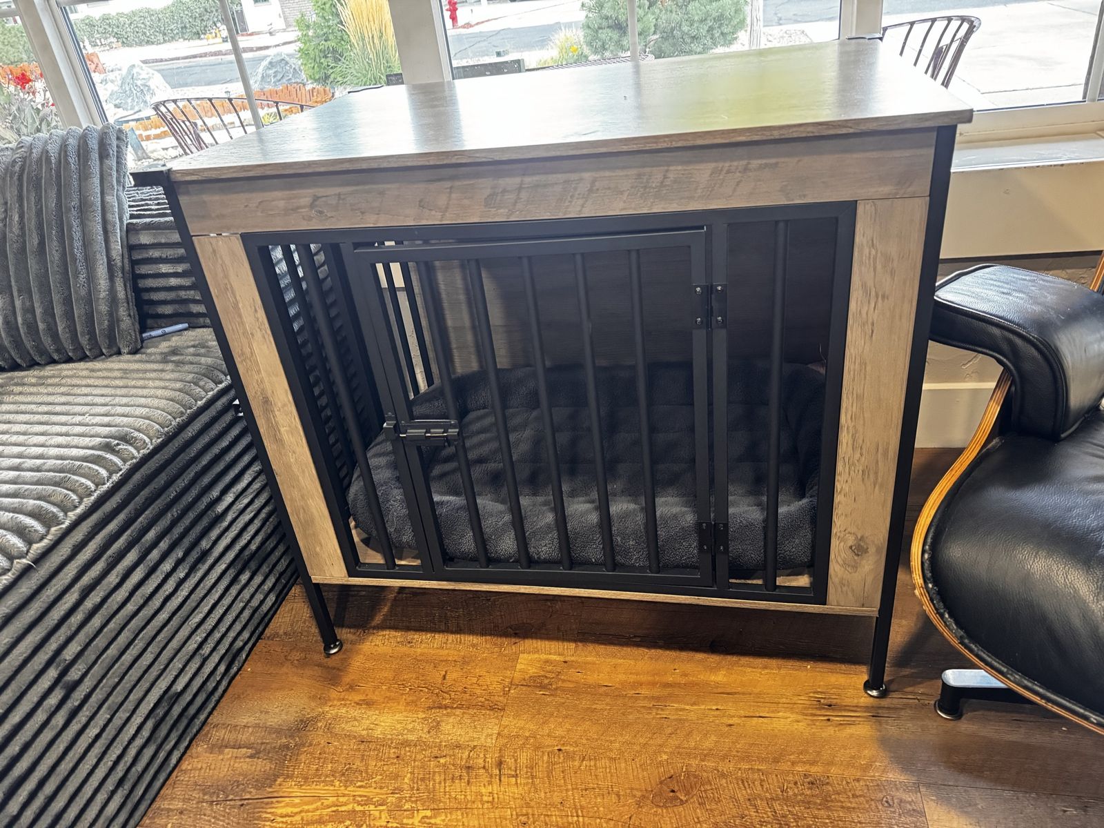 Rustic Wooden and Metal Furniture Style Dog Crate Kennel