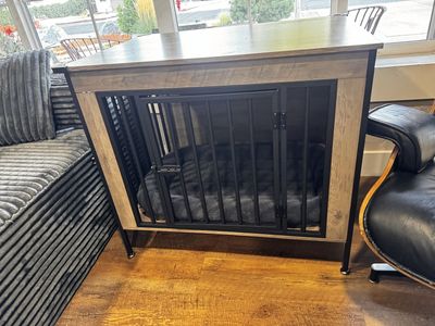 Rustic Wooden and Metal Furniture Style Dog Crate Kennel