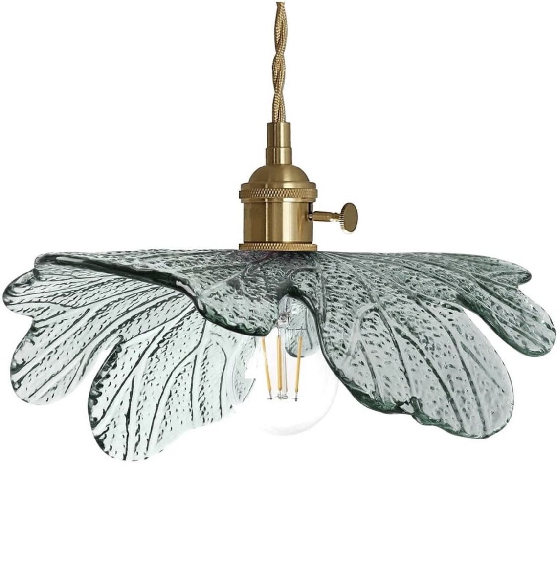 Anthropologie Petal Glass Pendant Light Fixture - Brass Hardware