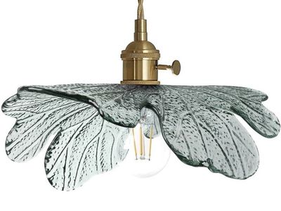 Anthropologie Petal Glass Pendant Light Fixture - Brass Hardware