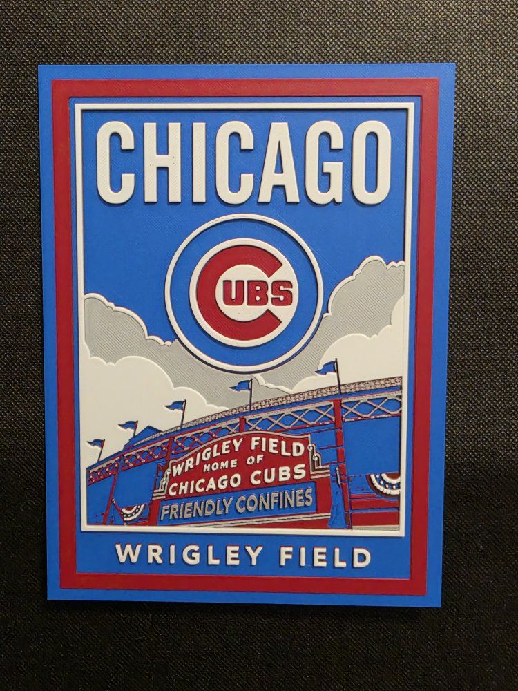 Chicago Cubs Wrigley Field 3D Layered Sign Wall Decor