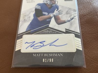 BYU Cougars Matt Bushman 2021-22 Hand Signed Rookie Leaf Ultimate Draft Rookie Autograph Card 81/99 Silver Foil Stamped Football