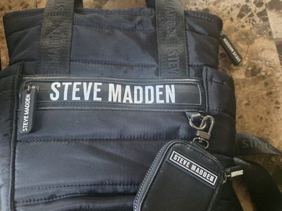 Steve Madden Black Quilted Backpack with Coin Purse