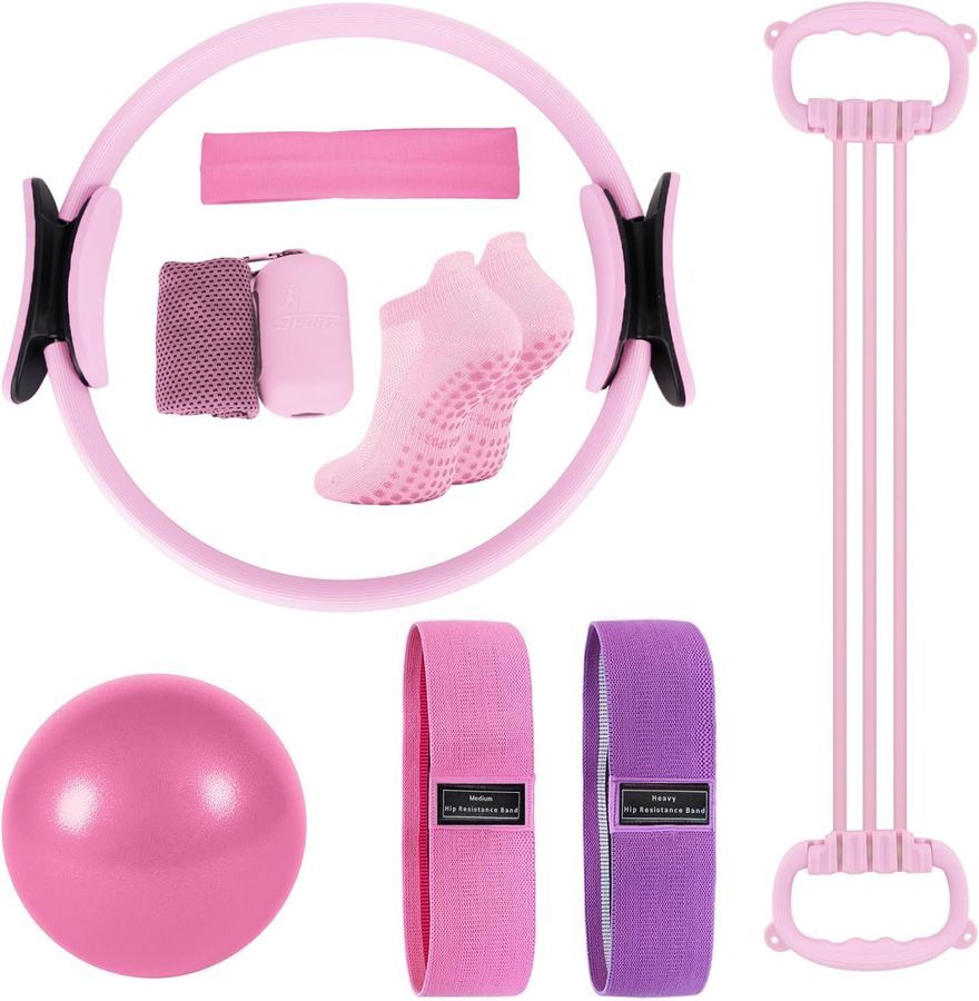 Pilates/Yoga Ring Starter Kit, Includes 14.9' Magic Circle, 9.8' Pilates Exercise