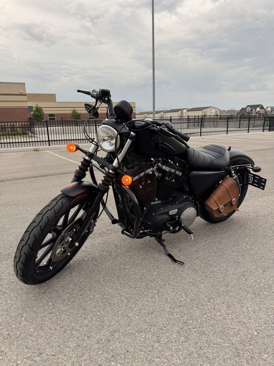 Harley-Davidson Iron 883 Motorcycle,             LIKE NEW!!! Black with Brown Leather Saddlebags, Only 2035 Miles