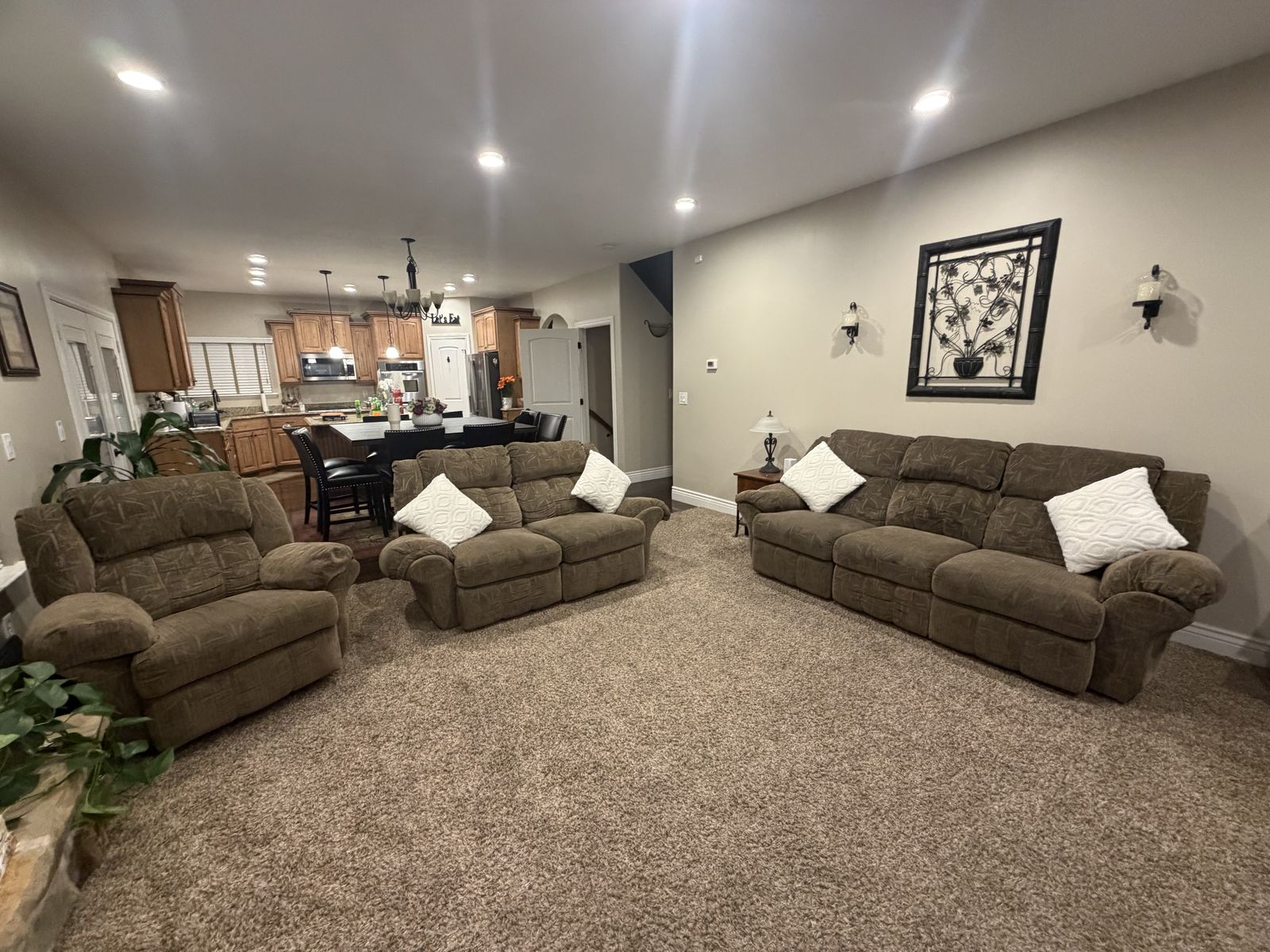 Reclining couch, loveseat and chair set - brown