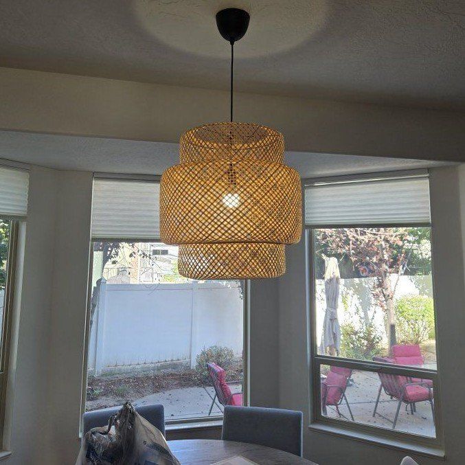 Woven Bamboo Tiered Pendant Light Fixture
