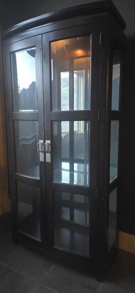 3 Shelf Wood & Glass Curio "Interior Light"