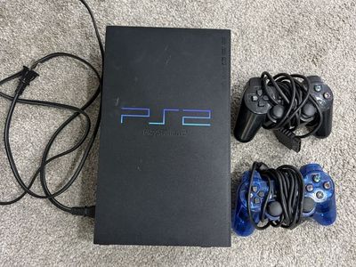 Sony PlayStation 2 (PS2) Console with 2 Controllers & Cords - Tested & Working