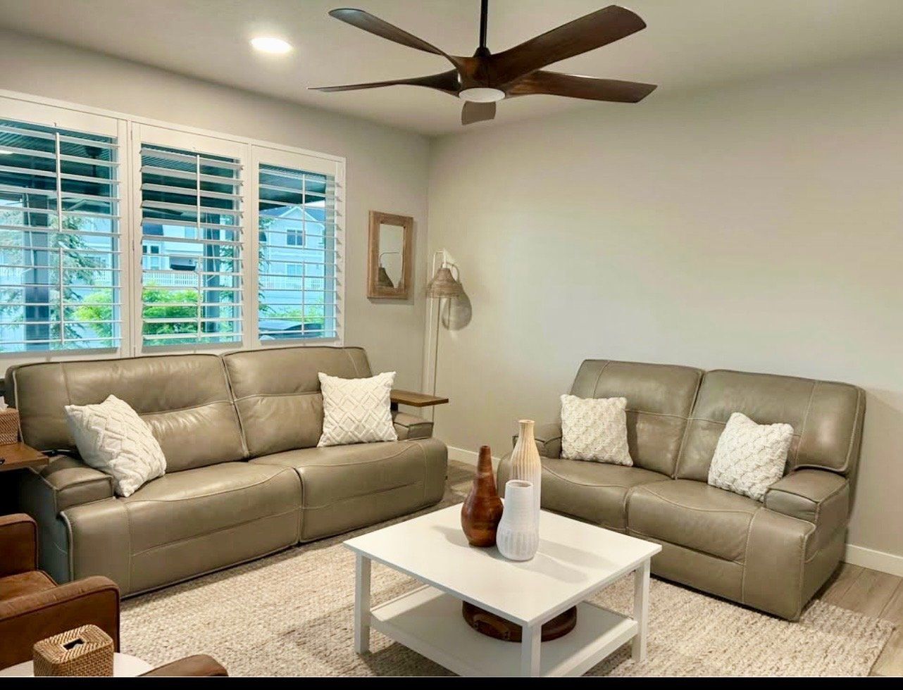 Leather Reclining Sofa and Love Seat