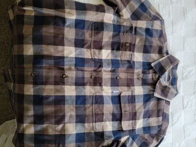 Carhartt Men's Brown & Blue Plaid Flannel Shirt - Size Small, Regular Fit, 100% Cotton