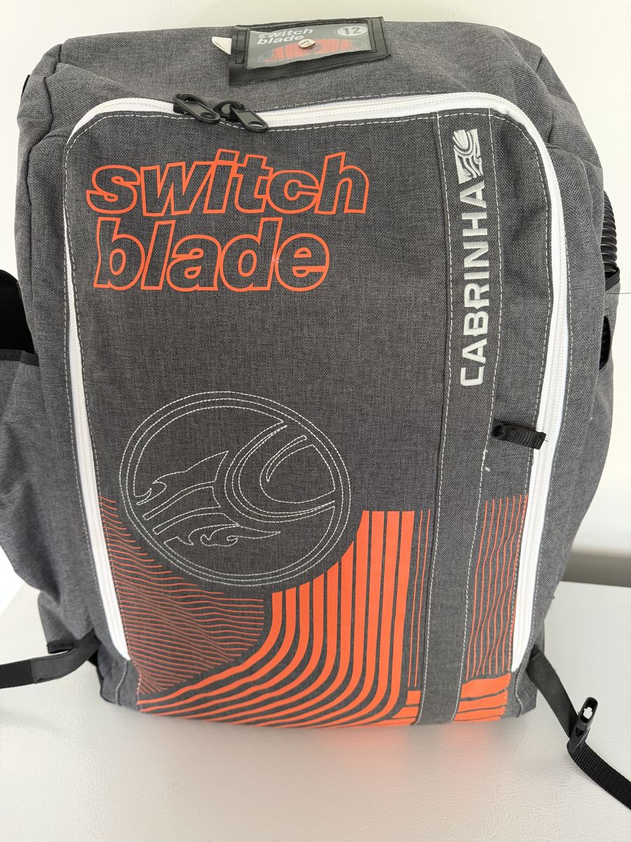 Cabrina 12M SwitchBlade kite, twin tip board, control bar.