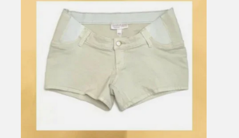 NWT Womens Maternity Shorts Isabel Maternity Shorts Sz 4 Crossover Side Panel Midi Jean Cream