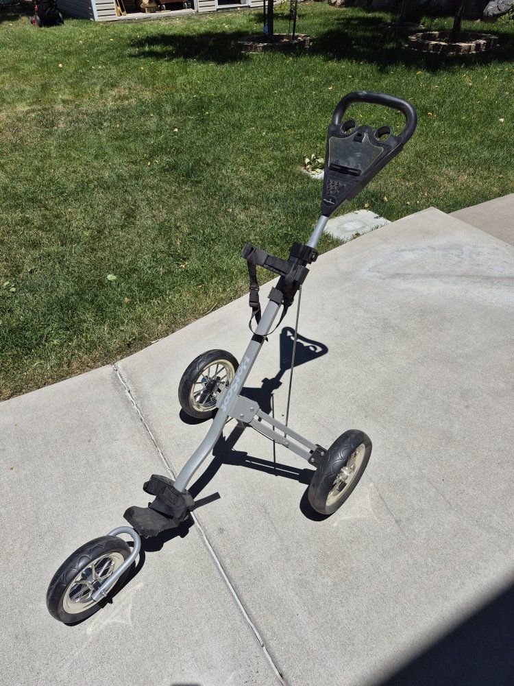 Bag Boy Express 3-Wheel Golf Push Cart - Gray & Black, Compact Folding Design