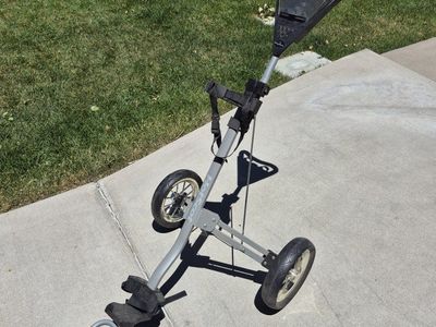 Bag Boy Express 3-Wheel Golf Push Cart - Gray & Black, Compact Folding Design