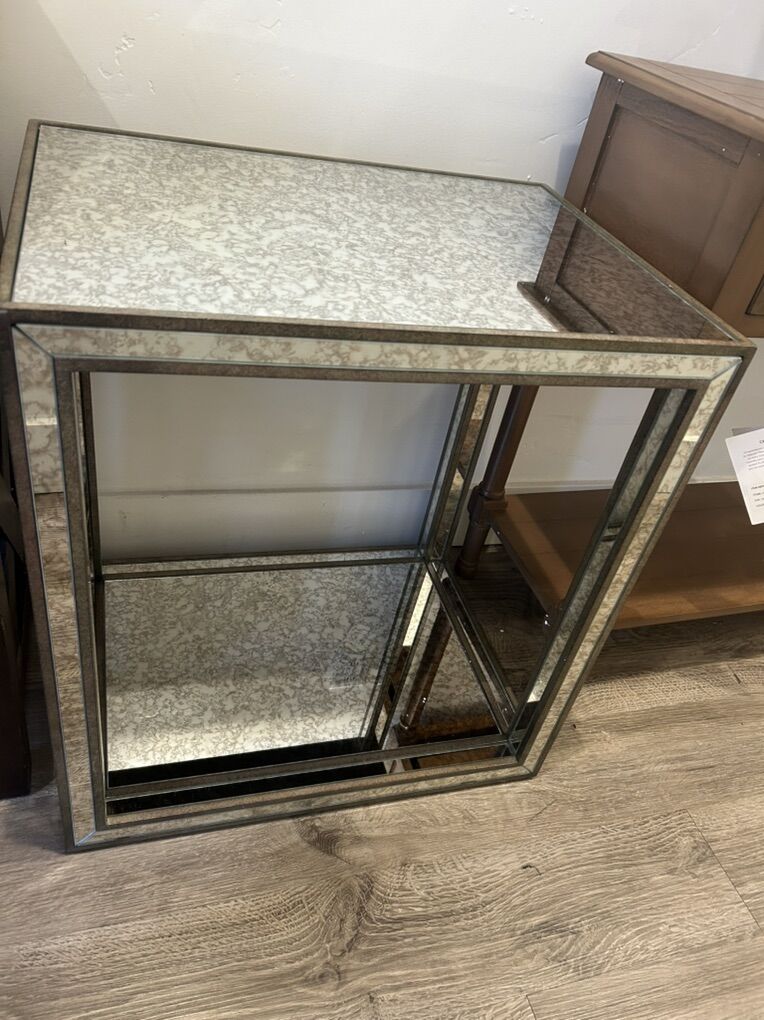Mirrored Antiqued Side Table As Is