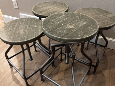 4 Rustic Industrial style adjustable Barstools