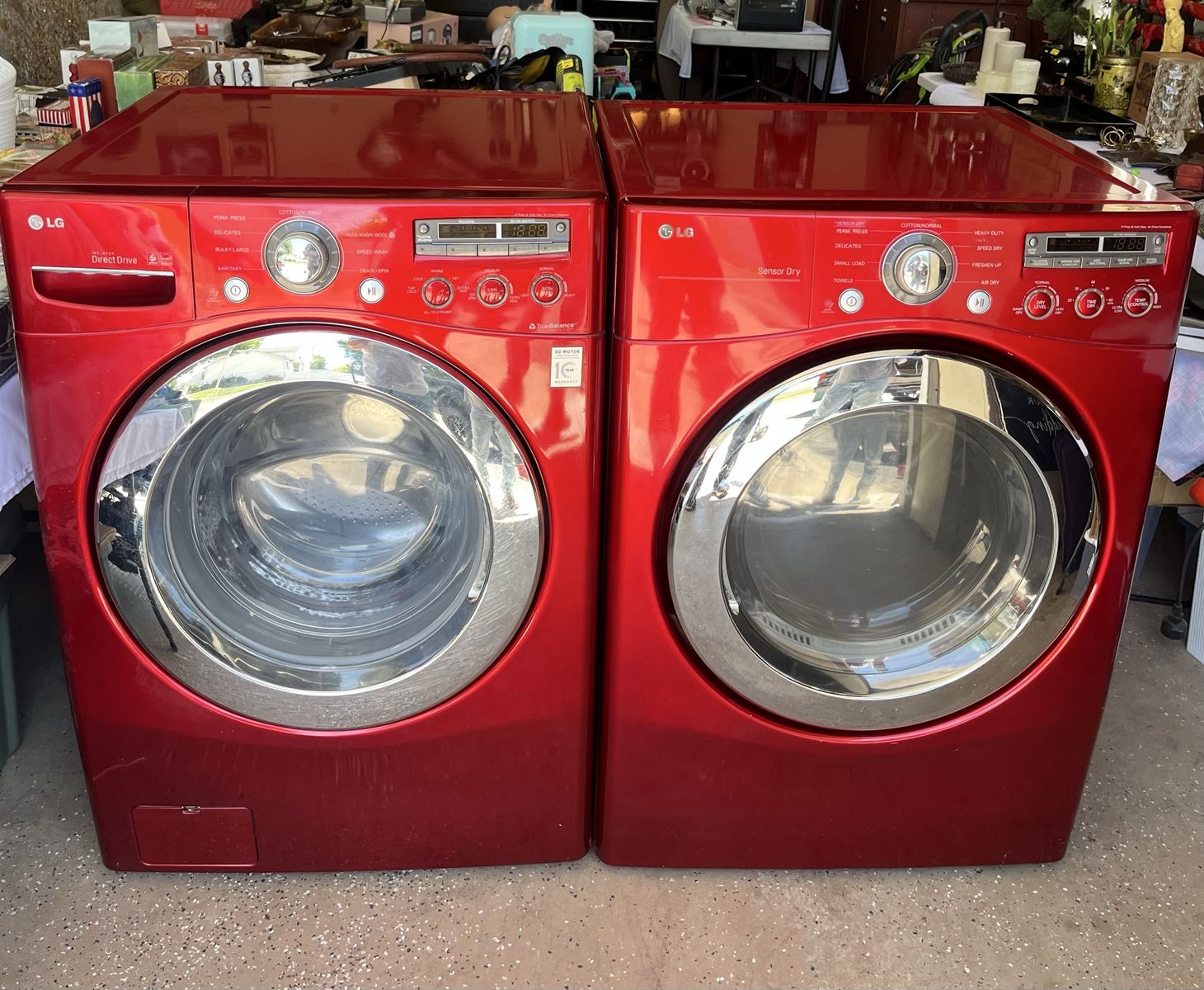 LG Direct Drive Front Load Washer & Sensor Dry Electric Dryer Set - Red