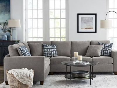 L-Shape Sectional Sofa with Accent Pillows - NEW