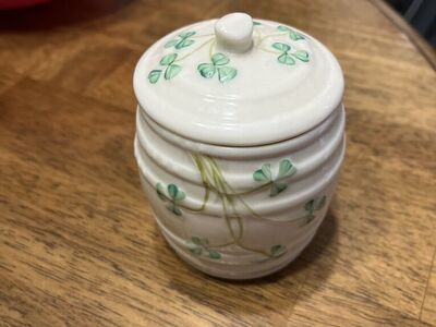 Belleek Shamrock Marmalade Honey Jar