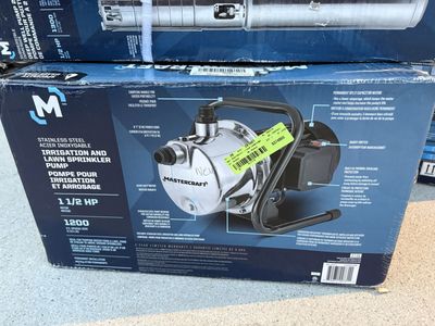 Mastercraft 1.5 HP Stainless Steel Irrigation & Lawn Sprinkler Pump - 1200 GPH, New