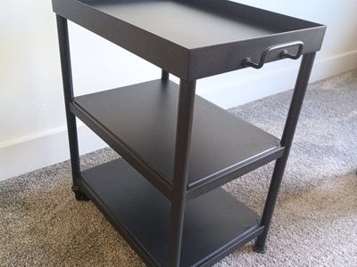 Black Metal 3-Tier Rolling Utility Cart with Handle - Versatile Storage Solution