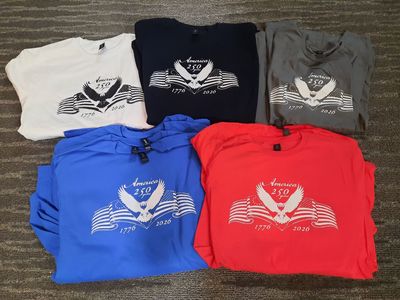Custom designed America 250 t-shirts