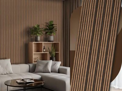 4 Pack Wood Panels for Wall, 106.3" × 11" Wood Slat Acoustic Panels for Wall, Soundproof Panels, 3D Fluted Panels for Interior W