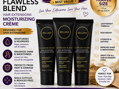 Bellami Flawless Blend Hair Extensions Moisturizing Crème 1oz Travel 3-Pack