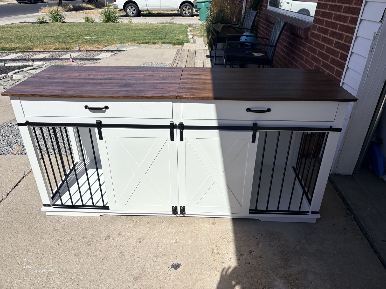 Brand new Double Dog Crate Furniture with Barn Doors