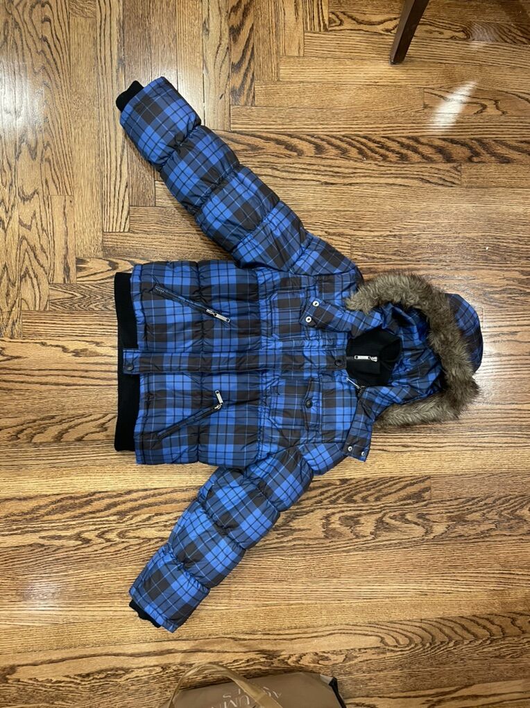 Girls Puffy Coat With Removable Fur Lined Hood