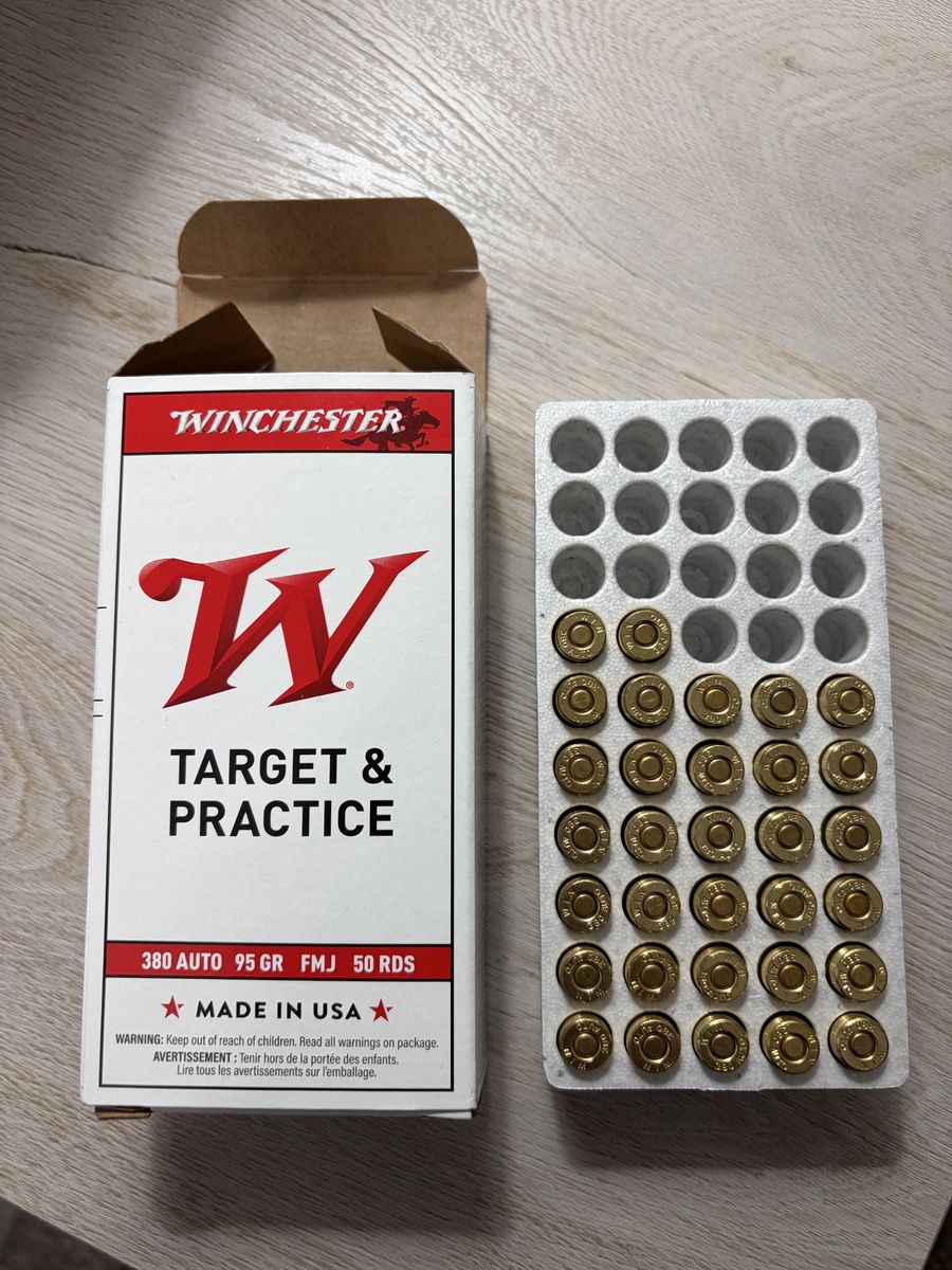 Winchester .380 Auto 95 GR FMJ 50 Rounds - Target & Practice Ammunition