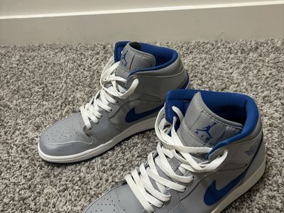 Air Jordan 1 Mid Wolf Grey / Sport Blue — Size 12