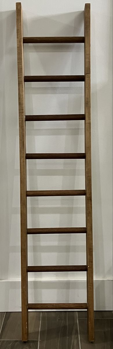 Rustic Wood Decorative Blanket Ladder - Brown/Natural Finish, 8 Rungs