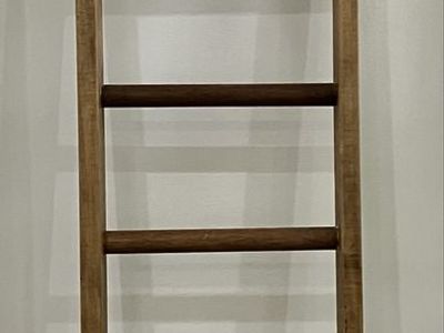 Rustic Wood Decorative Blanket Ladder - Brown/Natural Finish, 8 Rungs