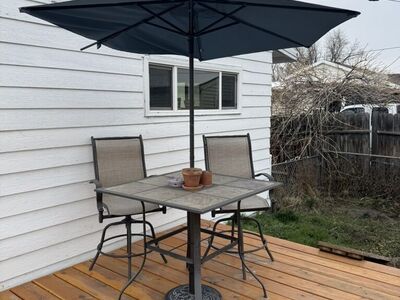 Outdoor Dining Set - Table, Umbrella, 2 Chairs